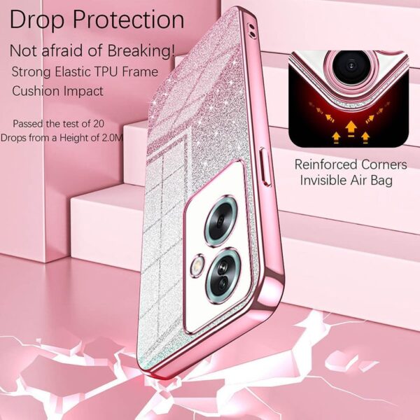 SEAHAI Case for OPPO A79 5G / OnePlus Nord N30 SE 5G, Ultra Thin Transparent Gradient Color Shining Pattern Card Plating Design Shockproof TPU Bumper Soft Silicone Fashion Cover - Pink - Image 4