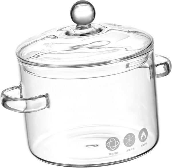 VINTORKY Instant Noodle Pot Lid Glass Soup Pot Cooking Pot Heat Resistant Stove Bowl Glass Home Cooking Pot Easy to Use - Image 2