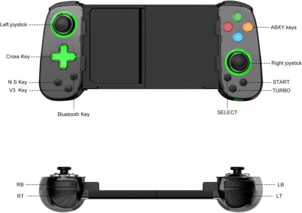 Wireless Game Controller for PC/iOS/Android/Switch, arVin Bluetooth Gamepad with Hall Effect Joysticks/LED Lights/Vibration Motors/Turbo Function, Compatible with Cloud Games - Image 4