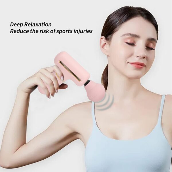 Mini Muscle Massage Gun, Mini Muscle Percussion Massager, Portable 4-Speed ​​Vibration Deep Body Relaxation Machine, for Athletes, Blue (Pink) - Image 6