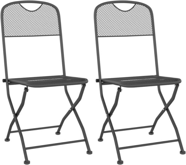 AJJHUUKI Home-Outdoor Home-Outdoor Furniture Sets,3 Piece Garden Dining Set Expanded Metal Mesh Anthracite - Image 9