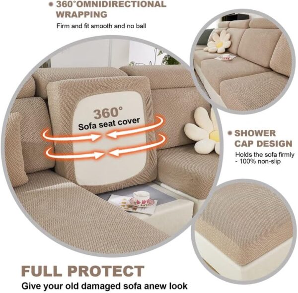 MINGPINHUIUS Sofa Seat Cushion Cover - Stretch Sofa Cover, Universal Elastic Sofa Seat Cover, Non-Slip Couch Cover for L Shaped Sofa Covers Chaise Longue Furniture Protection (Light Coffee Weaves) - Image 5
