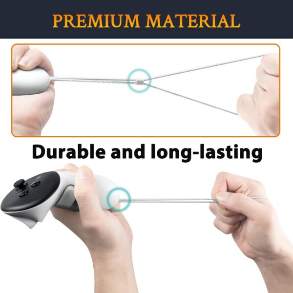 SOULWIT Professional Replacement Wrist Straps (2 Pcs) for Oculus Quest3, Durable & Adjustable Controller Hand Straps for Meta Quest 3S, Easy DIY Installation - White - Image 5