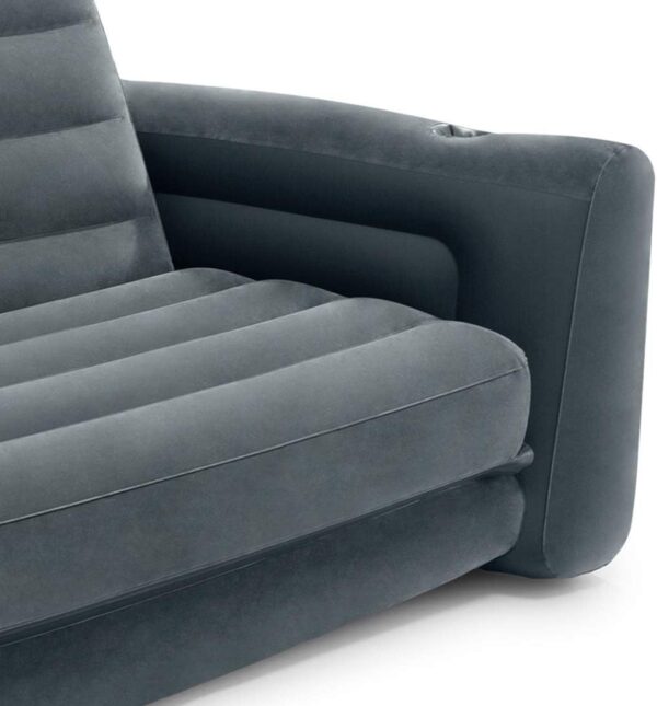 Intex 2 in 1 Inflatable Pull Out Sofa and Queen Size Air Bed Mattress with Cup Holders for Indoor and Outdoor Use for Adults (2 Pack), Charcoal Gray - Image 10