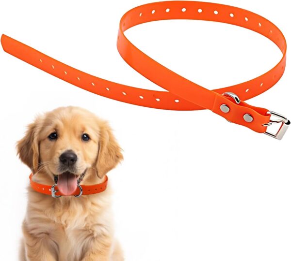 Orange Waterproof Dog Collar, Adjustable TPU Collar Strap Band Buckle Fits for Bark, Shock, Training Dog - Image 2