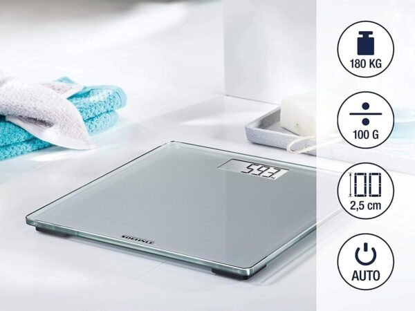 Soehnle Style Sense Compact 300 Bathroom Scales, Compact Digital Weighing Scales, Scales for Body Weight with Easy-To-Read LCD Display, Extra-Flat Body Weight Scale, Ideal for Small Bathrooms - Image 4