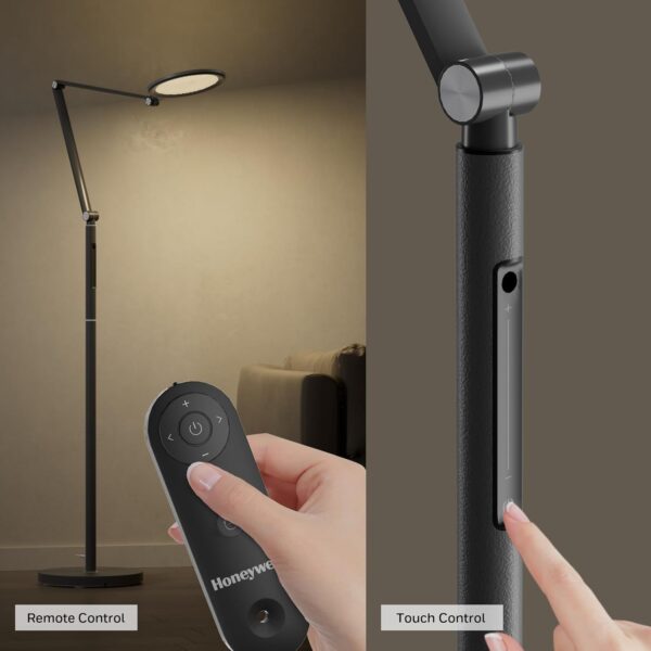 Honeywell LED Floor Lamp - F01BK Sunturalux™ Eye Caring Dimmable Standing Light with Remote,Bright Natural Daylight 5 Colors & 5 Brightness Adjustable Tall Lampara for Home Office Living Room Bedroom - Image 6