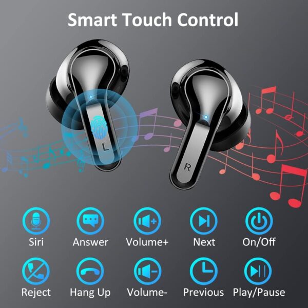 Wireless Earbuds, Wireless Headphones Bluetooth 5.3 Headphones with 4 ENC Mic, NEW 40H Bluetooth Earphones in Ear Deep Bass Noise Cancelling Bluetooth Earbuds Mini Ear Buds IP7 Waterproof LED Display - Image 8