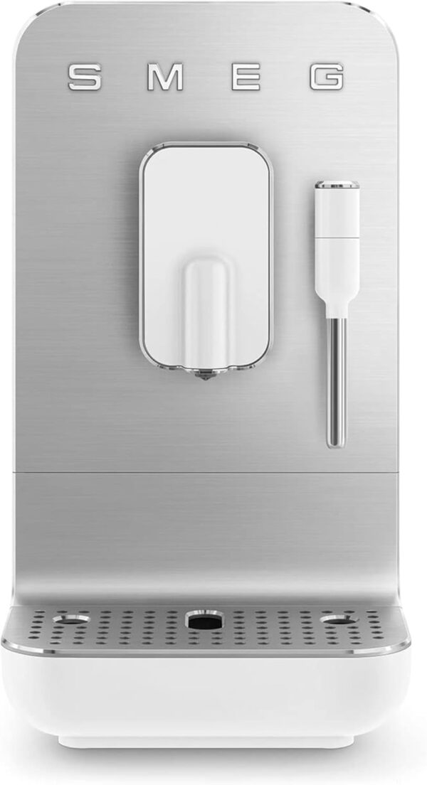 Smeg BCC12WHMUK Espresso Automatic one touch Coffee Machine with Thermoblock technology with Built in grinder from beans/Milk Frothing Nozzle- Matt White - Image 2