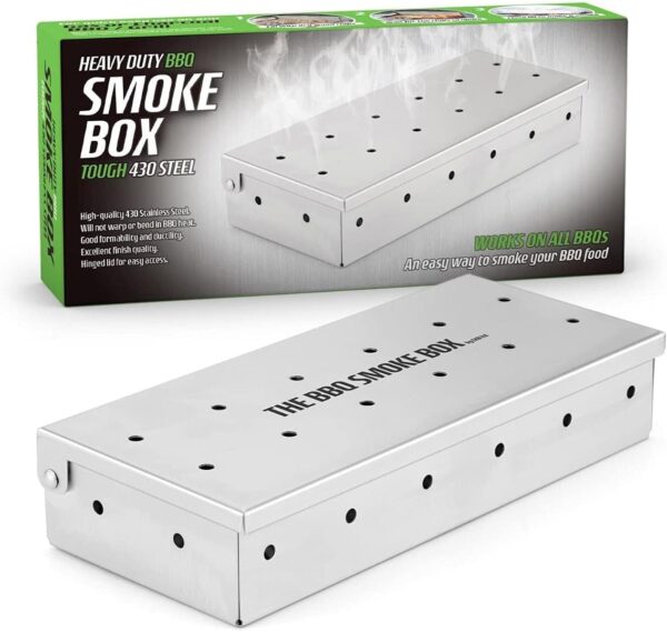BBQ Wood Chip Smoke Box By CKB LTD Heavy Duty Stainless Steel Barbecue Smoker Metal Outdoor Cooking Accessories Universal Smokers for Gas and Charcoal Grilling Add Smokey Flavour to Grilled Meat - Image 2