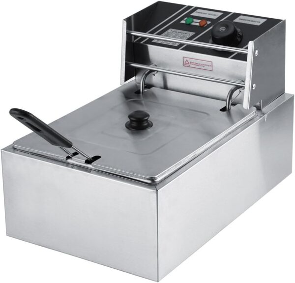 Stainless Steel Deep Fat Fryer, Electric Deep Fryer Adjustable Temperature Control Fryer with Removable Oil Basket 6 L Deep Fat Fryer Easy Clean for Home and Commercial Use - Image 7