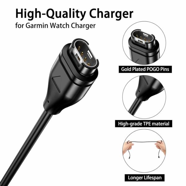Vancle 100cm USB Charger Cable for Garmin Vivoactive 4S/3S/5/4/3 & Vivomove 3/3S/Luxe/Style - Image 4