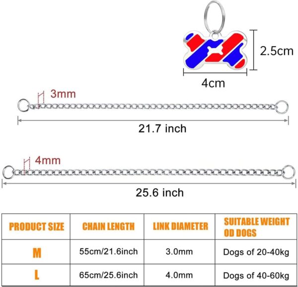 4mm X 65cm Choke Chain Metal Dog Chain Pet Training Choker Non-Slip Collar for Walk The Dog or Puppy Training Walking, WithTag Nameplate - Image 4