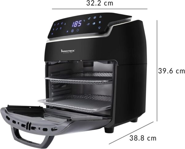 Innoteck Kitchen Pro 12L Digital Air Fryer Oven - 1800W, 8 Presets, Rotisserie function Large Digital Touch Panel Dishwasher Safe Accessories - Black & Silver - Image 10