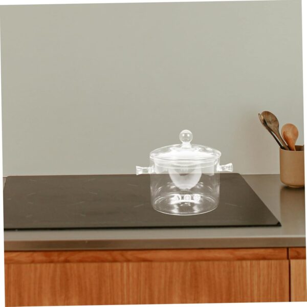 Double-eared Stew Pot Noodles Bowl Small Sauce Pan with Lid Clear Simmer Pot Stock Pots with Lids Instant Noodle Bowl Kettle Teapot Cooking Pan Clear Boiling Pot Transparent Glass - Image 7