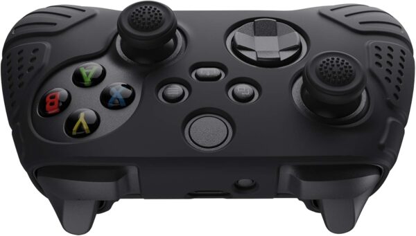 eXtremeRate PlayVital Guardian Edition Black Ergonomic Soft Anti-slip Controller Silicone Case Cover, Rubber Protector Skins with Black Joystick Caps for Xbox Series S and Xbox Series X Controller - Image 8