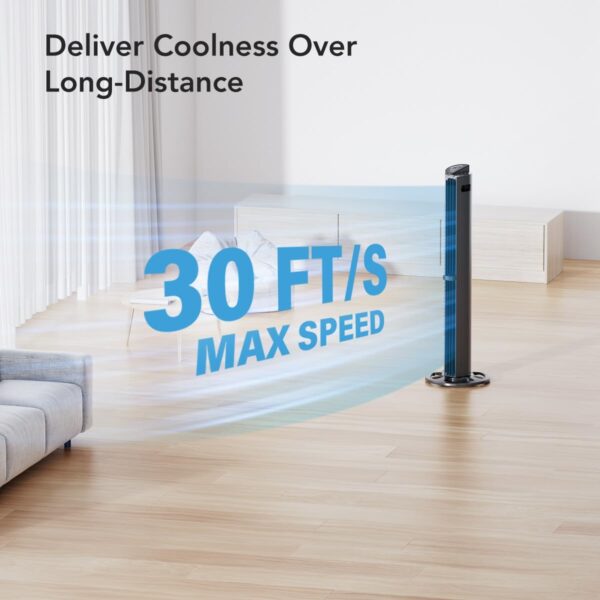 U ULTTY Tower Fan, 10m/s Quiet Cooling Fan with Remote, Bladeless Fan with 6 Speeds, Oscillating, 3 Wind Modes, 15H Timer, Essential Oil Box, 102cm Standing Fans for Bedroom Home Office - Image 9
