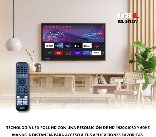 BSL-24T2SV VIDAA 24" BSL Smart TV | WiFi | RJ45 | Full HD 1920 x 1080p Resolution | USB | DVBT2/S2 | Compatible with YouTube, Netflix, Disney+, Dazn, Prime | HDMI - Image 5