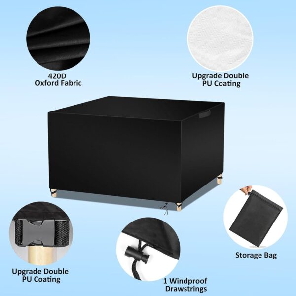 Wanocean Garden Furniture set Covers, Outdoor Patio Furniture Cover Waterproof 420D Oxford Anti-UV Tear-Resistant Rectangular Rattan Furniture Covers 140x140x90cm - Image 6