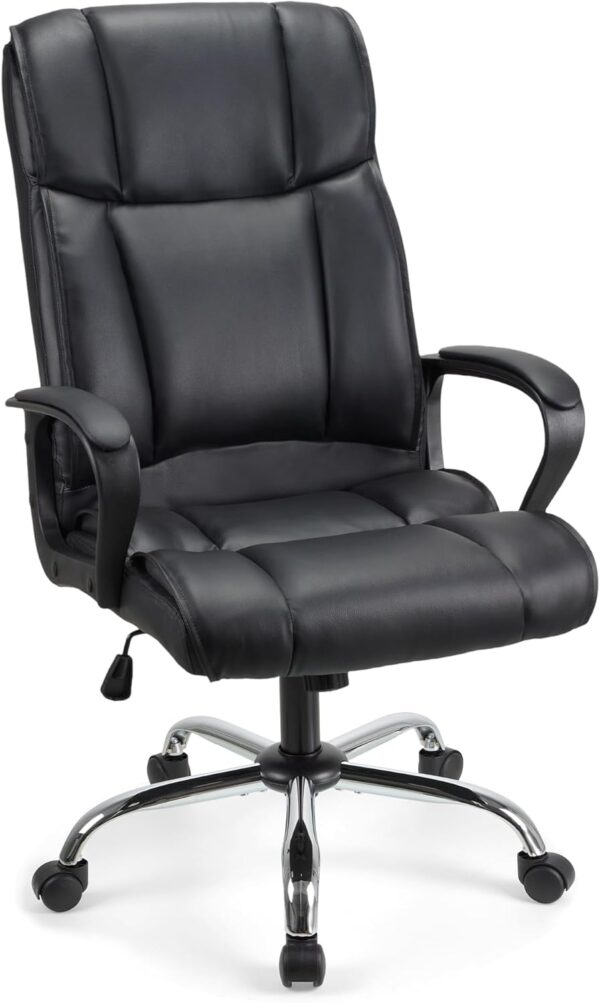 Play haha.Executive office seat with high back support padded armrests adjustable height tilt mechanism thick cushion ergonomic PU leather surface for home or workplace use - Image 2