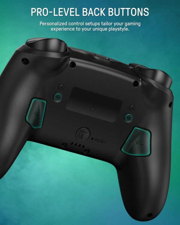 Switch Pro Controller Wireless, Switch Controller Compatible with Switch/OLED/Lite, Firefly LED Switch Pro Controller Bluetooth Gamepad with 7 RGB Colors/NFC/Wake Up/Paddle/Turbo - Black - Image 8