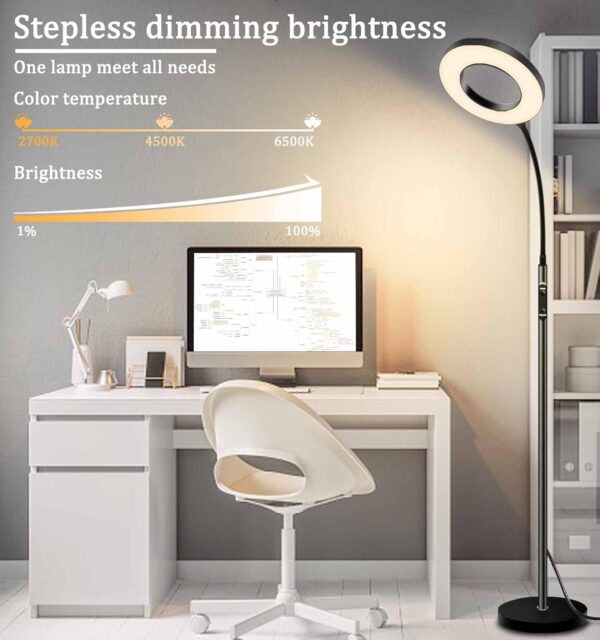 KS KINGSTAR Modern Standing lamp Floor lamp Sofa Side Reading Lamps 3-Color Tall Standing Pole Light with Remote for Live Stream Learning and Reading Living Room,Bed Room,Home Office … - Image 5