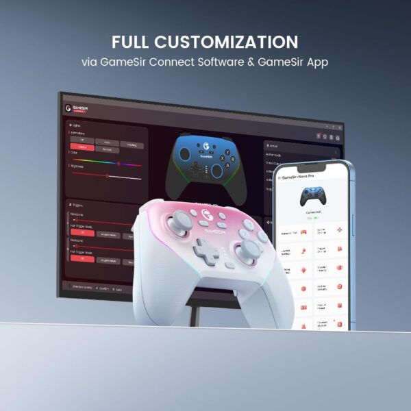 GameSir Super Nova Wireless Gaming Controller for PC/Switch/iOS/Android, Hall Effect Stick & Trigger, Rubberized Grips, RGB Lighting, Swappable ABXY, Detachable Faceplate, 1000mAh with Charging Dock - Image 7