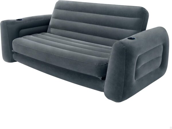 Intex Queen Size Pull-Out Inflatable camping sofa bed Sleep Away Futon Couch with 3 quick inflation and deflation valves, ‎203.2 x 231.14 x 66.04 cm, Charcoal grey - Image 2