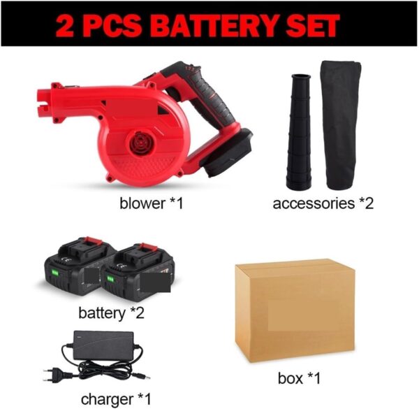 Centrifugal Blower, 2In1 3500W Cordless Electric Air Blower， 36000RPM Wireless blower Leaf Garden Sweeper Tools For 18V Battery Vr(2 Battery) - Image 3