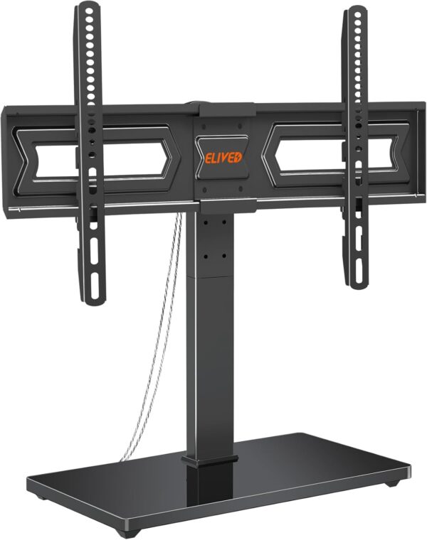 ELIVED Swivel Table Top TV Stand for most 37"-70" TVs with Max VESA 600x400mm up to 40KG, Height Adjustable TV stand for Plasma, LCD, LED, OLED Flat/Curved TVs, Universal Table Top TV Stand EV017 - Image 2