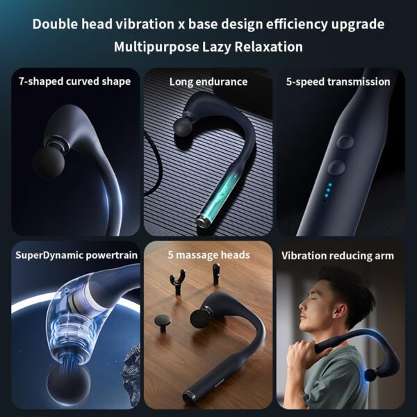 Massage Gun Deep Tissue with Upgraded Extension Handle for The Full Body,Pain Relief, Percussion Back Massager with 5 Massage Heads,Relax Gift for Mom, Dad, Wife, Husband,Friends - Image 6