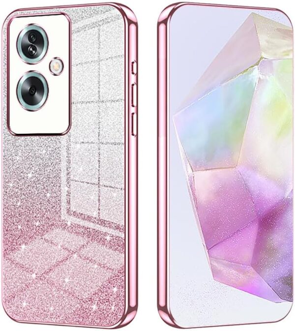 SEAHAI Case for OPPO A79 5G / OnePlus Nord N30 SE 5G, Ultra Thin Transparent Gradient Color Shining Pattern Card Plating Design Shockproof TPU Bumper Soft Silicone Fashion Cover - Pink - Image 2