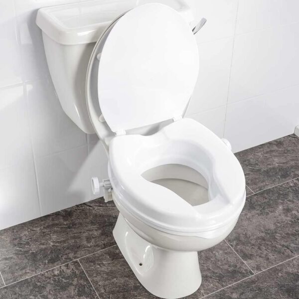 NRS Healthcare Linton Raised Toilet Seat with Lid, 50 mm / 2 inch, White - Image 3