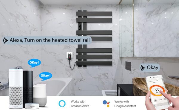 WiFi Smart Thermostat Towel Warmer, Heated Towel Rail for Home, Electric Radiator, Bathroom Heater - Image 3