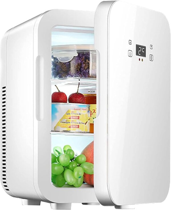 XLTEAM Mini Fridge, 10L Portable Personal Fridge, Compact Fridge with Glass Panel Door, Quiet Cooler & Warmer, LED Smart Touch Screen, for Skincare, Food, Drinks, Car and Home - Image 2