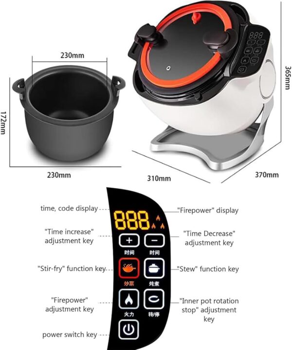 6l Full Automatic Cooking Machine Multi-Function Non-Stick Pan Stir-Fry Machine Cooker Touch Panel Cooker Robot,Non-Stick Pans Are Easy To Clean - Image 7