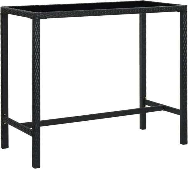 Outdoor Garden Bar Set w/Cushion Poly Rattan Bar Table & Stool 5 Piece Furniture Set Black Perfect for Gardens Patio & Deck - Image 5