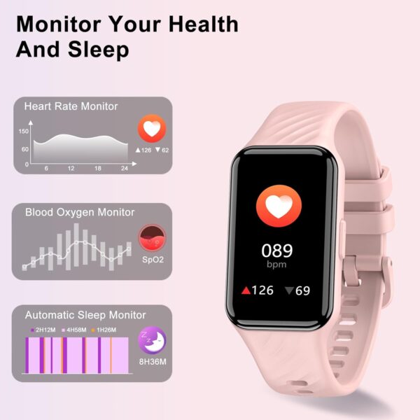 Smart Watch for Women,Fitness Watch with Heart Rate/Blood Oxygen Sleep Monitor,5ATM Waterproof Step Counter Watch with 24 Sport Modes,1.47'' Touch Screen Smartwatches for Android iOS - Upgrade - Image 4