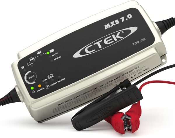CTEK MXS 7.0 Fully Automatic Battery Charger (Charges, Maintains and Reconditions Car, Caravan and Motorhome batteries) 12V, 7 Amp - UK Plug, Black - Image 2