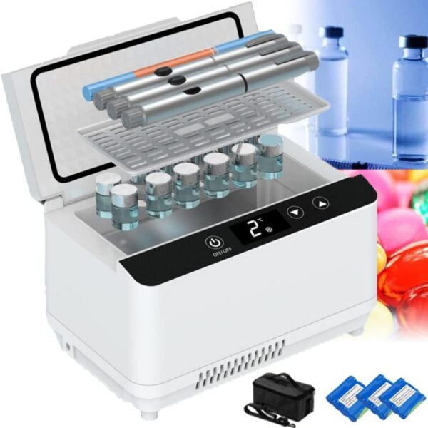 Medical USB Mini Portable Double Layer Large Capacity Refrigerator Smart Insulin Refrigerator Box, Travel Refrigerated Medicine,M(Size:3*Battery) - Image 2