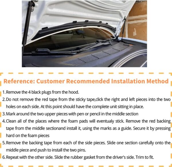 NITOYO Front Trunk Hood Rubber Seal Water Retaining Strip Fit for Tesla Model 3 2020 2021 2022 2023 Vent Protector Guard for Tesla Accessories (Model 3) - Image 3