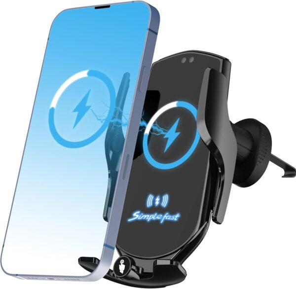 UEASE Wireless Car Charger, 15W Fast Charging Auto Clamping Car Charger Phone Mount Air Vent Cell Phone Holder for iPhone 16/15/14/13/13 Pro/12 pro/12/11/X, Galaxy S24/S23/S22/S21 etc - Image 9