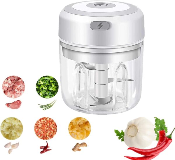 Fesatccoz Mini Food Processor Chopper, 250ml Mini Food Processor and Blender, Electric Vegetable Chopper with 3 Sharp Stainless Steel Blades, USB Rechargeable Food Chopper Electric - Image 2