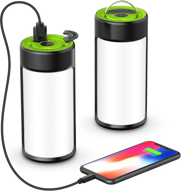CT CAPETRONIX LED Camping Lights, Rechargeable Camping Lanterns with 400LM 5 Light Modes Water-Resistant, Portable Emergency Tent Lights for Camping Power Cuts Hiking (2-Pack, Grass Green) - Image 2
