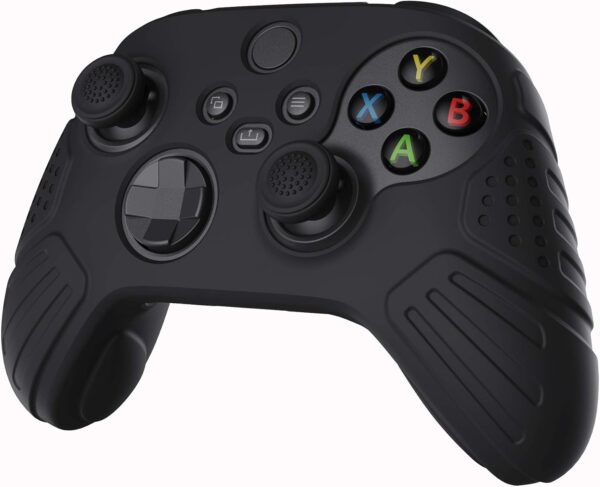 eXtremeRate PlayVital Guardian Edition Black Ergonomic Soft Anti-slip Controller Silicone Case Cover, Rubber Protector Skins with Black Joystick Caps for Xbox Series S and Xbox Series X Controller - Image 7