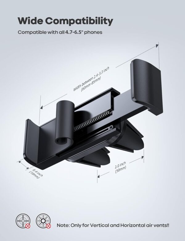 Lamicall Car Phone Holder, Universal Vent Mount - 360 Rotating Air Vent Cradle Stand for iPhone 16 15 14 Pro Max Plus, 13 12 Pro Max Mini, 11 Pro Xs XR X 8 7 6s, Samsung S21, Mobile Phones - Black - Image 6
