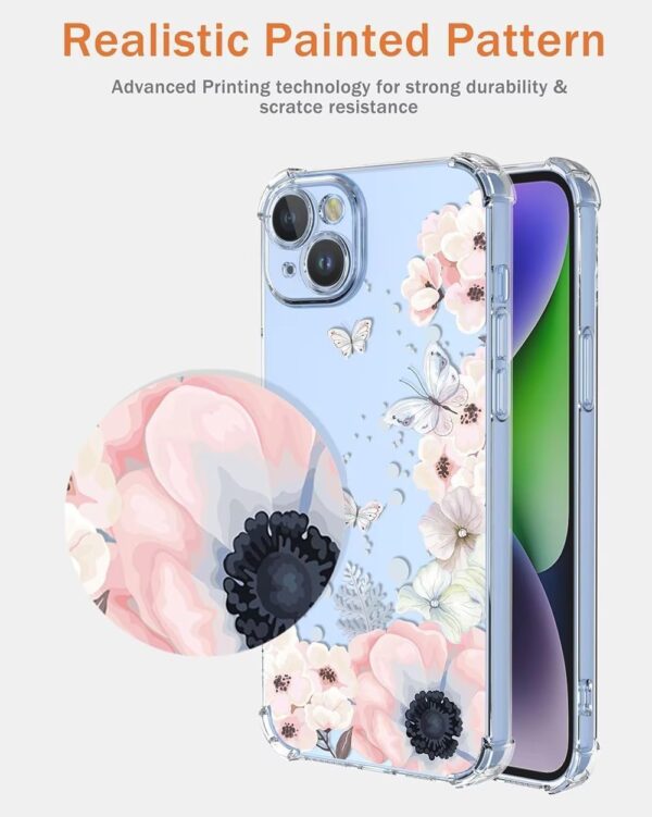 SEAHAI Case for Samsung Galaxy A25 5G, Ultra Thin Soft Silicone Clear Back TPU Bumper Shockproof Cover Fashion Flowers Graphic Colorful Skin Slim Case - Camellia - Image 7
