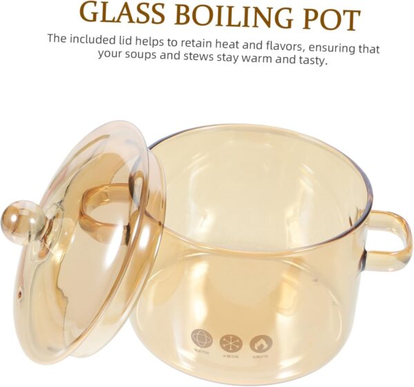 Didiseaon Glass Double-Eared Soup Pot Stovetop Simmering Pot Lid Safe Easy to Use for Electric Stove Induction Cooker - Image 9