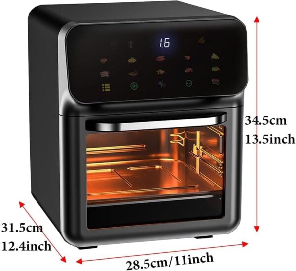 KVTGAYMS 20L Large Air Fryers Oven with Rotisserie for Family Digital 1350W,0-60 Minutes Free Timer,18 in 1 Multicooker, Roast, Grill, Bake, Toast, Fry, Dehydrate, Oil-Free, (Color : /White） Gray/Whit - Image 8