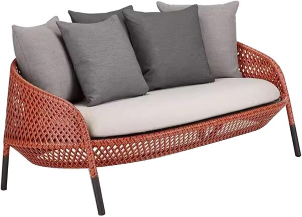 KPHYMOD PE Wicker Outdoor Loveseat Patio Furniture, Rattan Chairs With Cushions, Outdoor Modern Sectional Conversation Sofa For Deck Yard Porch - Image 5